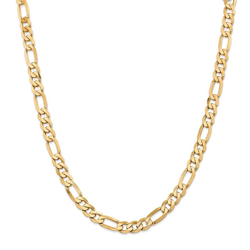 14K 26 inch 7.5mm Flat Figaro with Lobster Clasp Chain