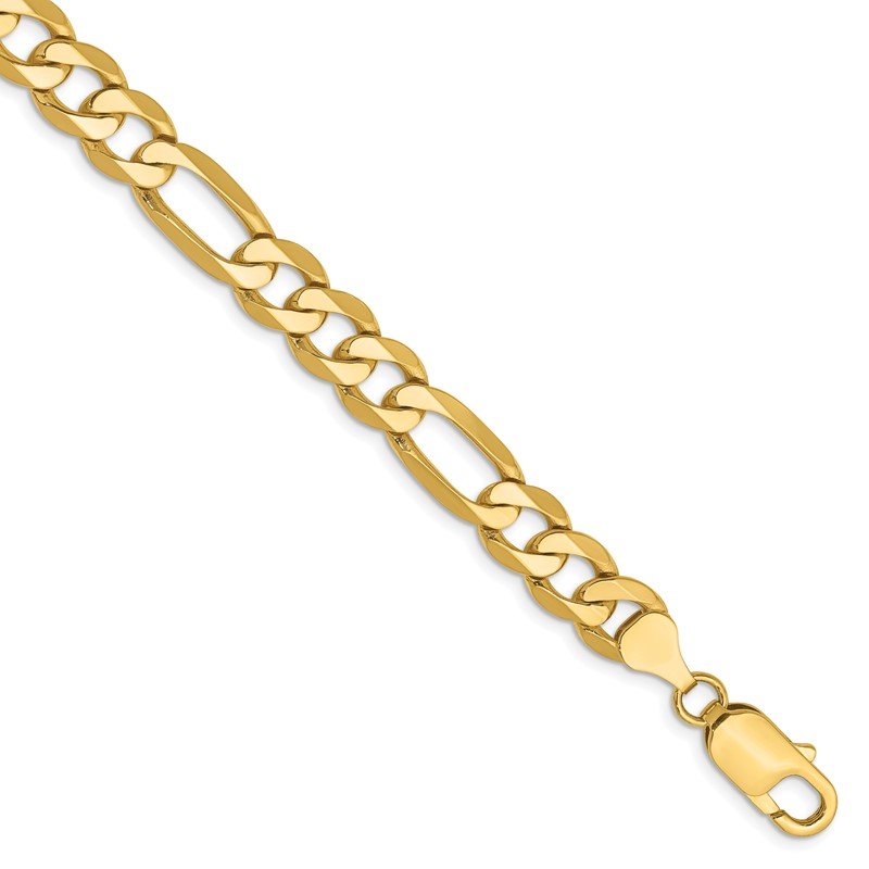 14K 26 inch 7.5mm Flat Figaro with Lobster Clasp Chain