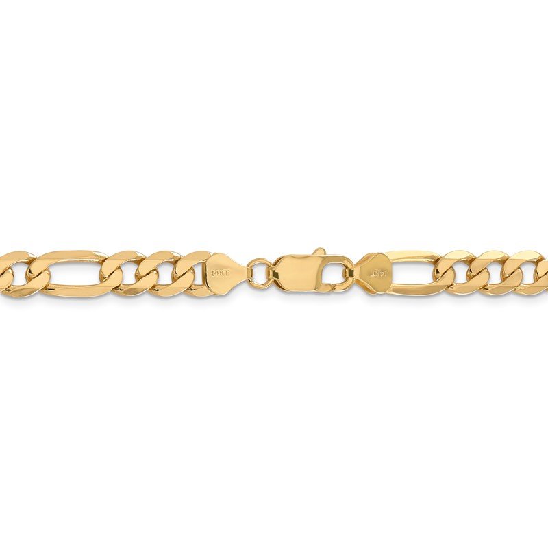14K 26 inch 7.5mm Flat Figaro with Lobster Clasp Chain