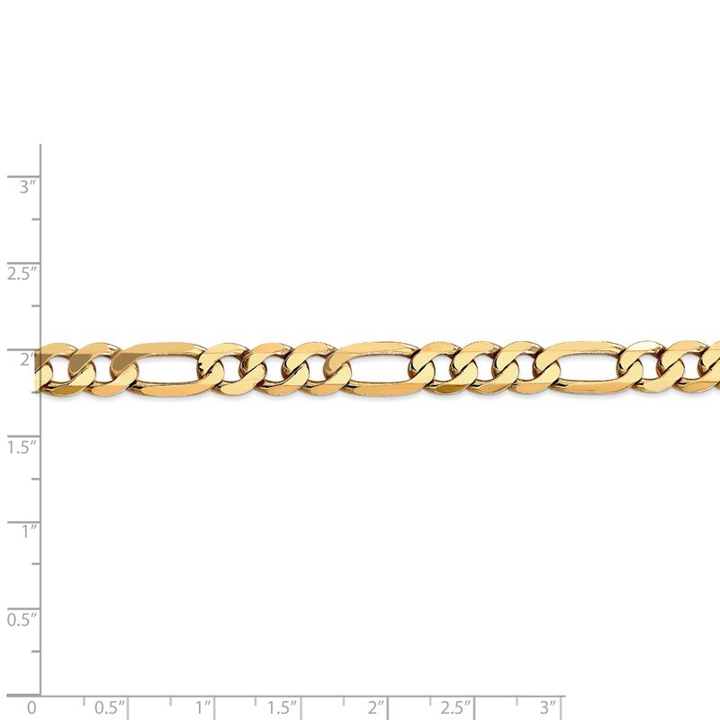 14K 26 inch 7.5mm Flat Figaro with Lobster Clasp Chain