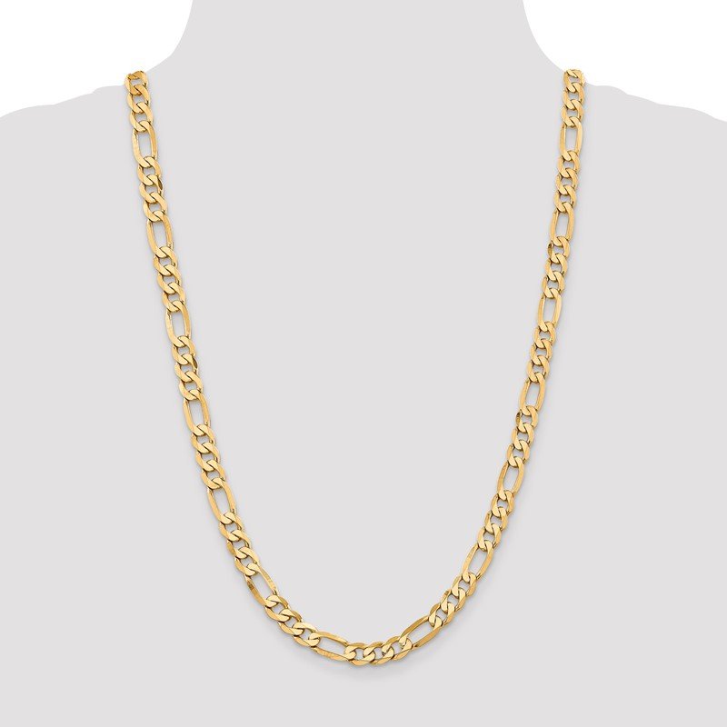 14K 26 inch 7.5mm Flat Figaro with Lobster Clasp Chain