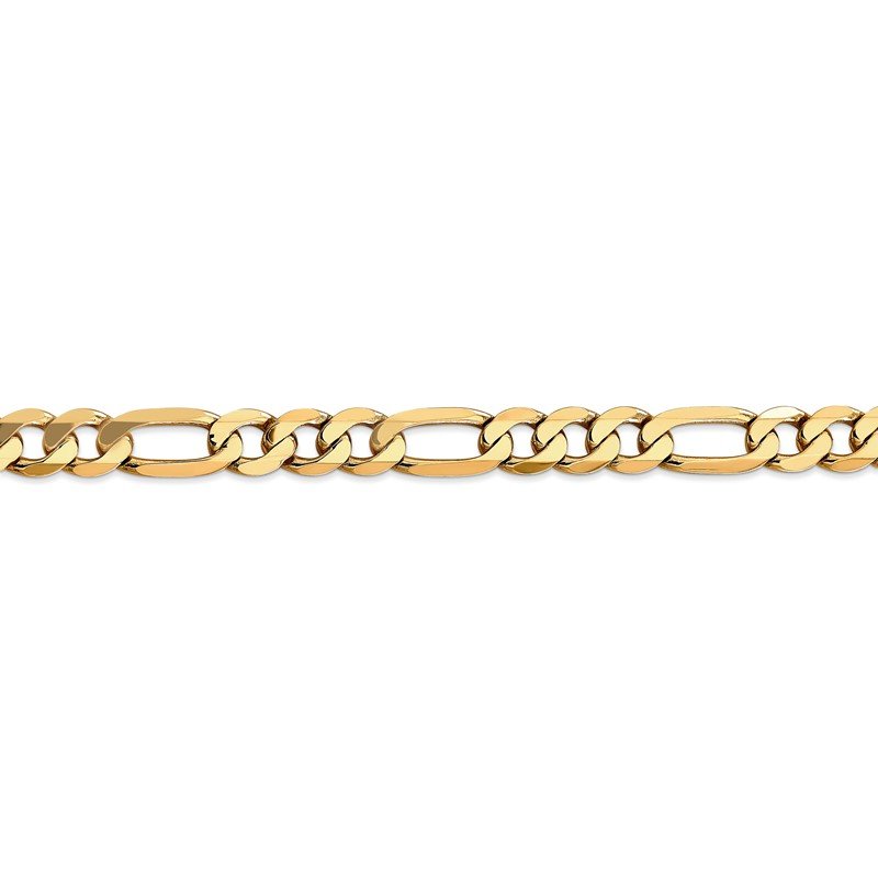 14K 26 inch 7.5mm Flat Figaro with Lobster Clasp Chain