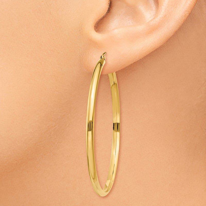 14k 2.75x50mm Polished Tube Hoop Earrings