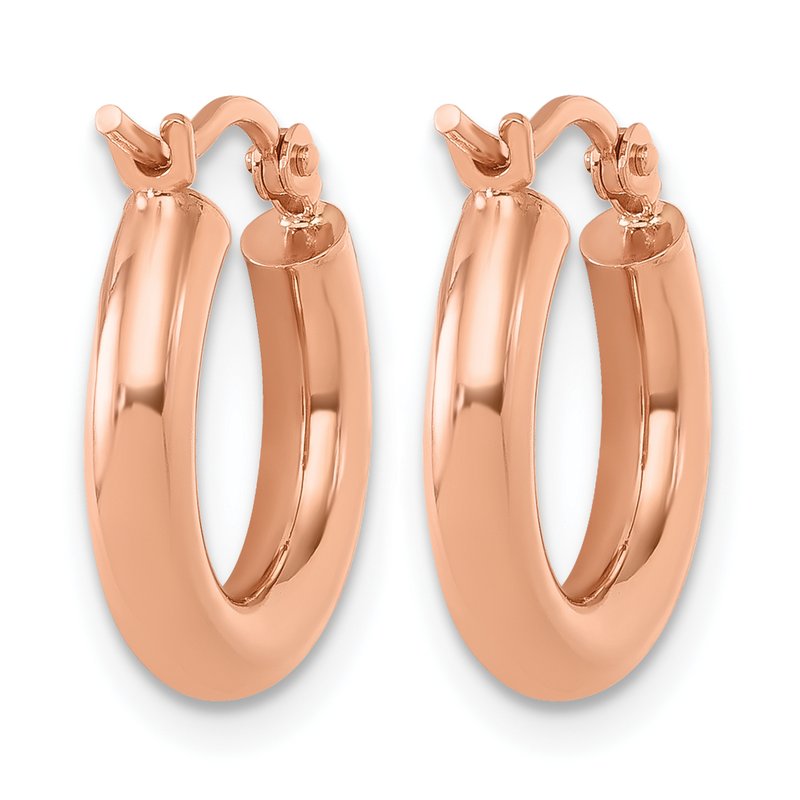 14K Rose Gold 3mm Polished Hoop Earrings