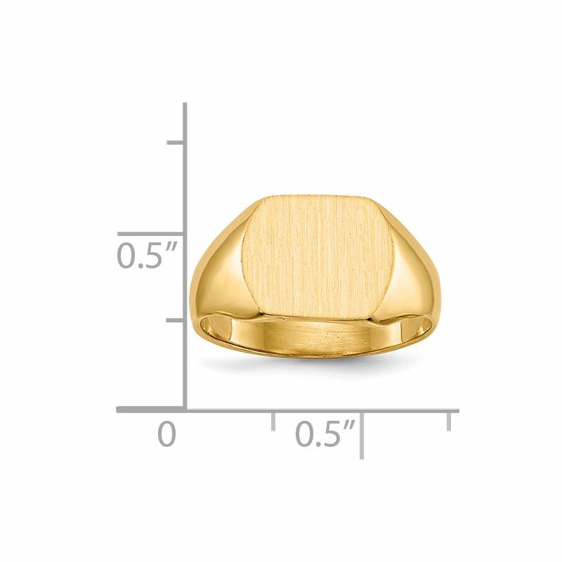 14k 12.0x10.5mm Closed Back Signet Ring