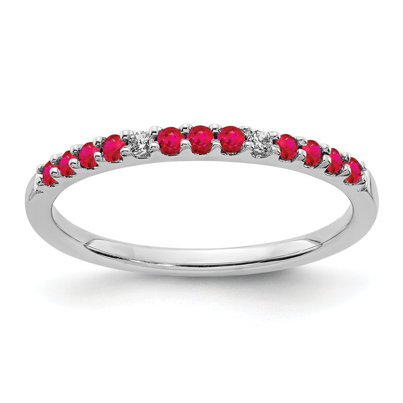 14k White Gold Diamond and Emerald Band