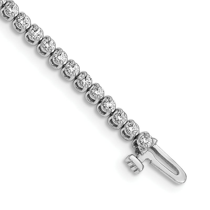 14k White Gold Complete1.9 carat Round AAA Diamond 2-prong 7 inch Tennis Bracelet