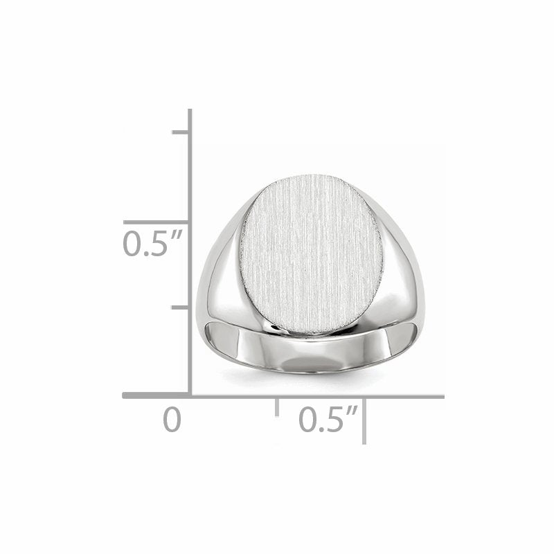 14k White Gold 12.5x13.5mm Closed Back Signet Ring