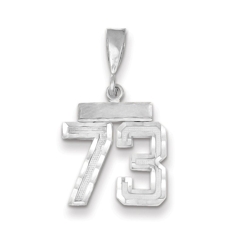 14kw Small Brushed Diamond-cut Number 73 Charm