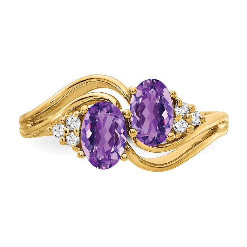 14k 6x4mm Oval Amethyst VS Diamond ring