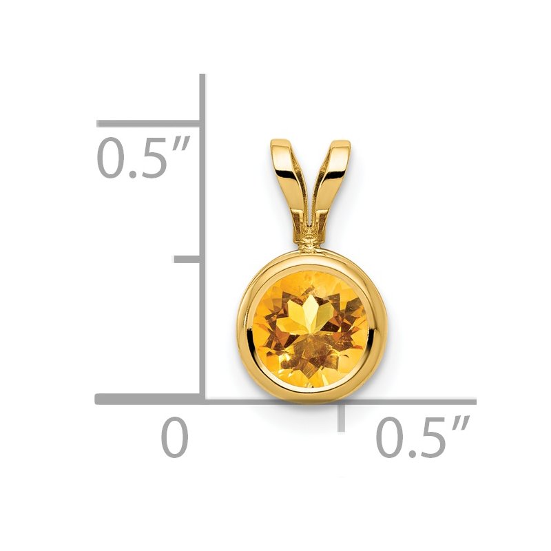 14k 6mm Round Citrine Bezel Pendant
