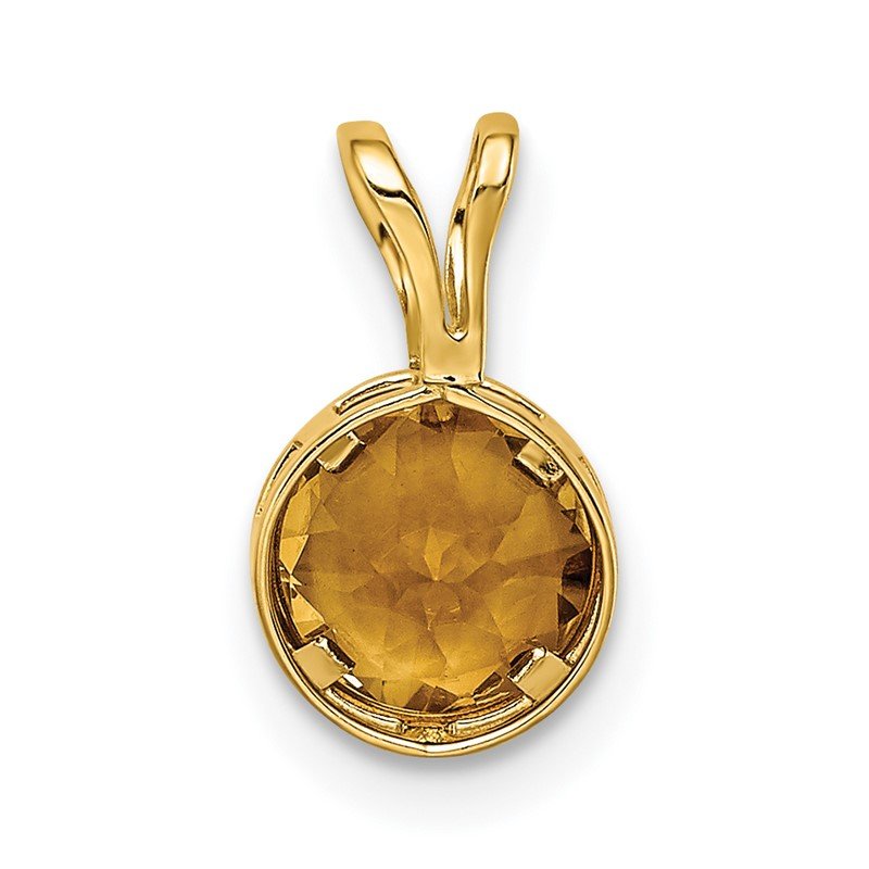 14k 6mm Round Citrine Bezel Pendant