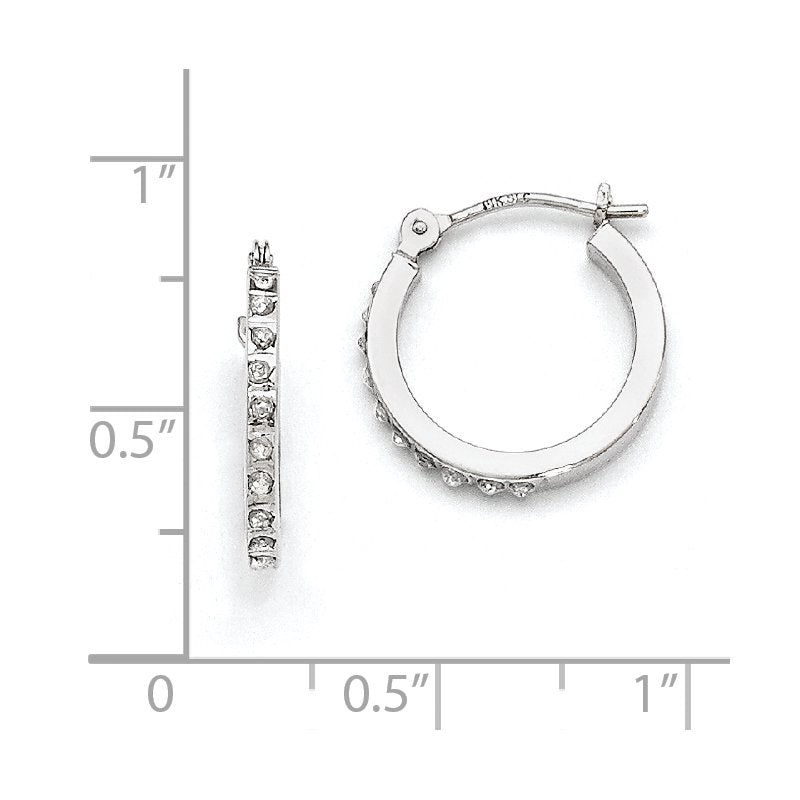 14k White Gold Diamond Fascination Hinged Hoop Earrings