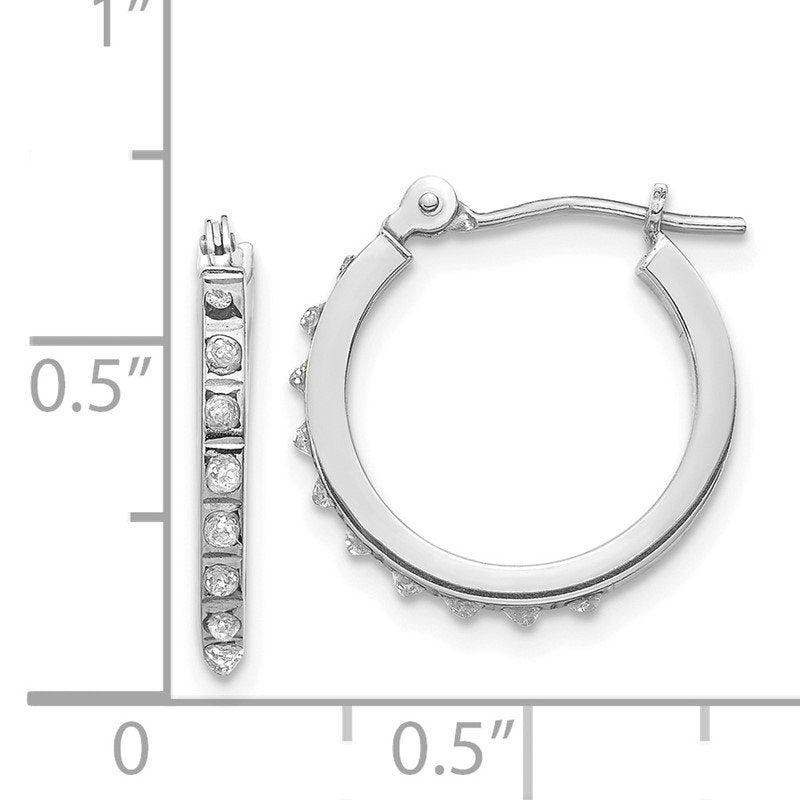 14k White Gold Diamond Fascination Hinged Hoop Earrings