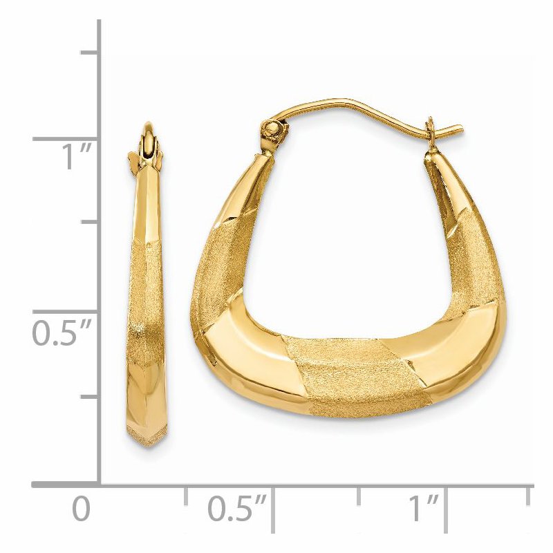14k Polished, Satin and Diamond-cut Hoop Earrings