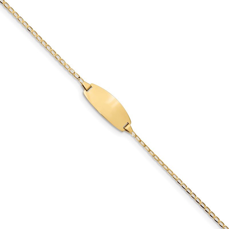 14k Polished Solid Chain/Solid Plate Curb Link Oval 18.5x8.5mm Plate 5.5 inch Baby/Child ID Bracelet