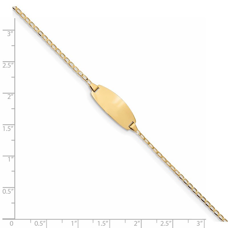 14k Polished Solid Chain/Solid Plate Curb Link Oval 18.5x8.5mm Plate 5.5 inch Baby/Child ID Bracelet