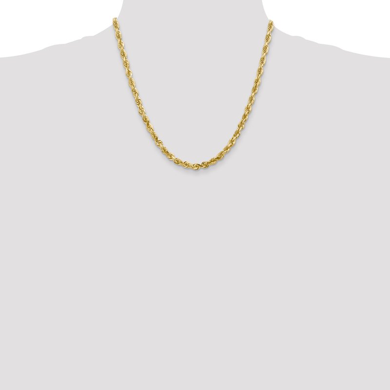 14K 26 Inch 5mm Diamond-cut Quadruple Rope Lobster Clasp Chain