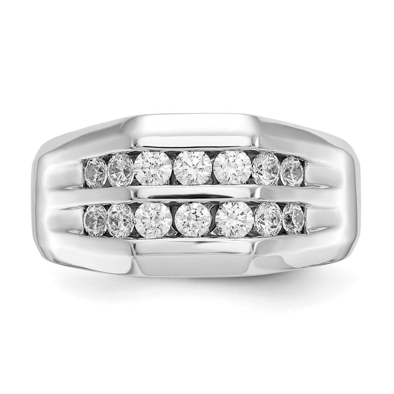 14K White Gold Men's 1/2 carat Lab Grown Diamond VS+ F+ Complete Double Channel Band