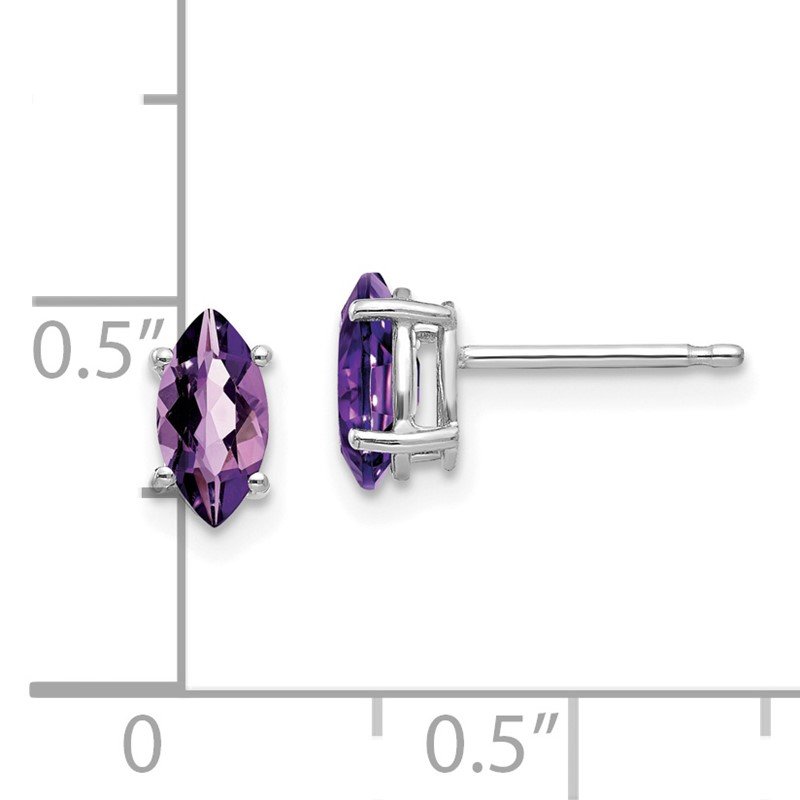 14k White Gold 7x3.5mm Marquise Amethyst Post Earrings