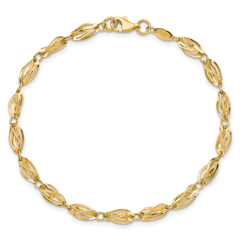 14K Polished Fancy Twisted Oval Link 7.75 inch Bracelet
