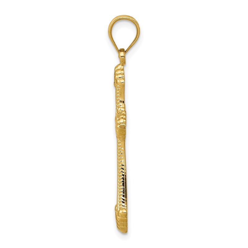 14k Polished Fleur de Lis Cross Pendant