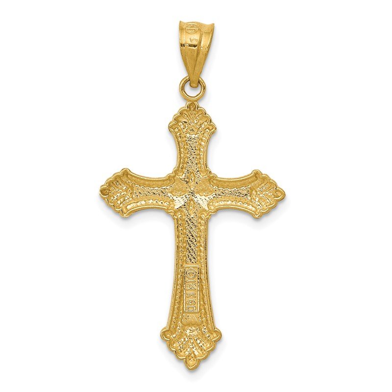 14k Polished Fleur de Lis Cross Pendant