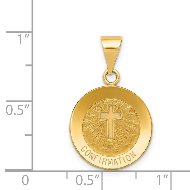 14k Polished and Satin Hollow CONFIRMATION with Cross Charm