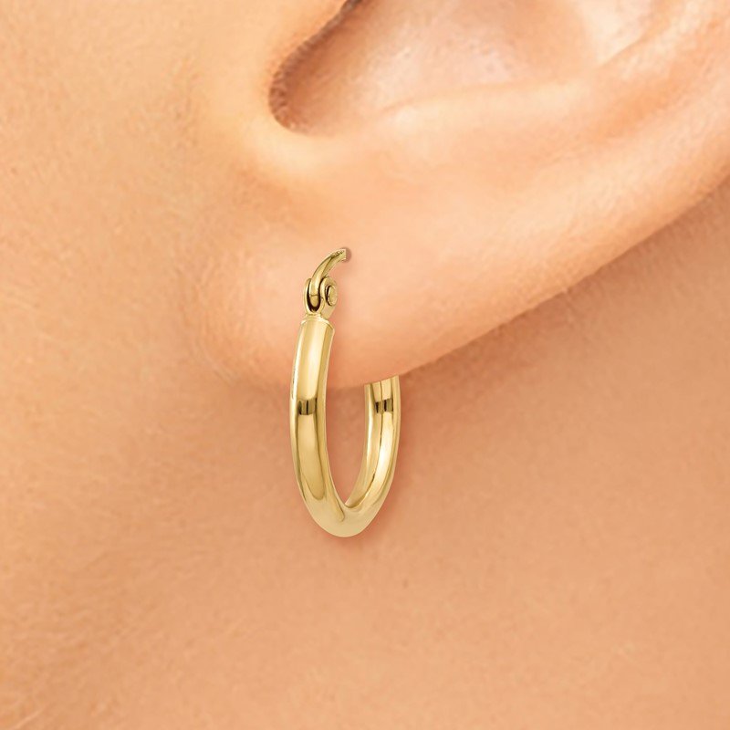 14k 2x15mm Polished Lightweight Tube Hoop Earrings