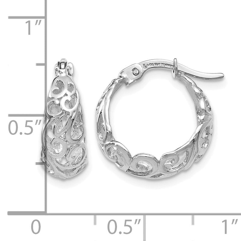 14K White Gold Polished Hoop Earrings