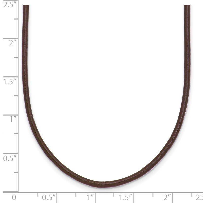 14k Yellow Clasp 2mm 16 inch Brown Leather Cord Necklace
