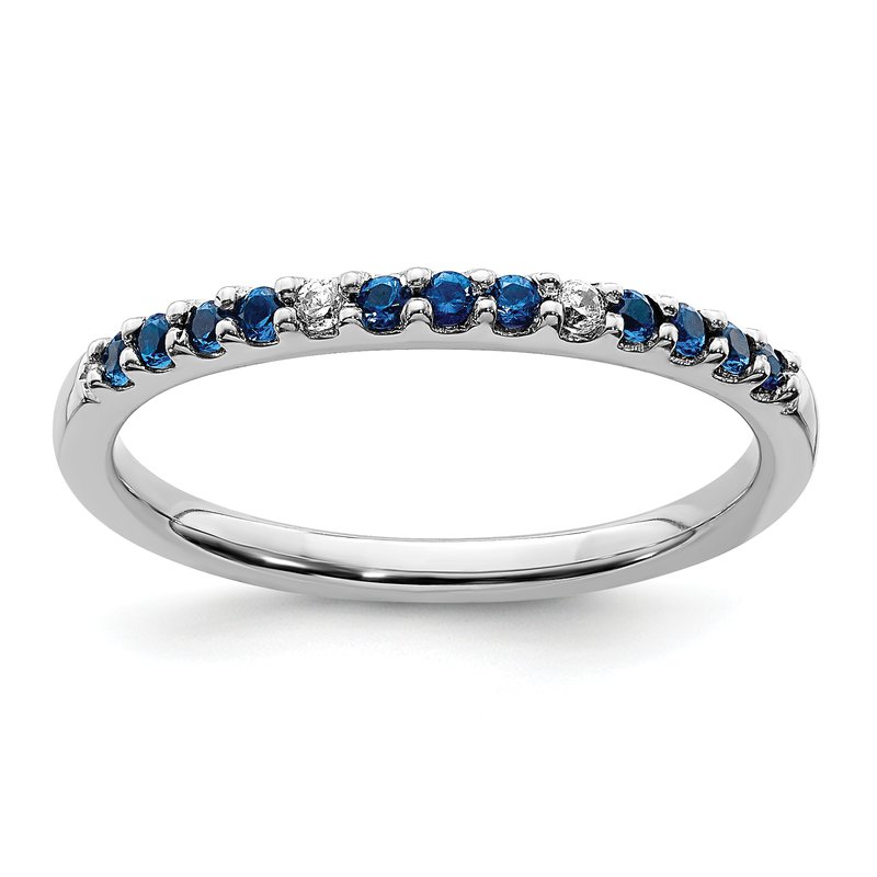 14k White Gold Diamond and Emerald Band