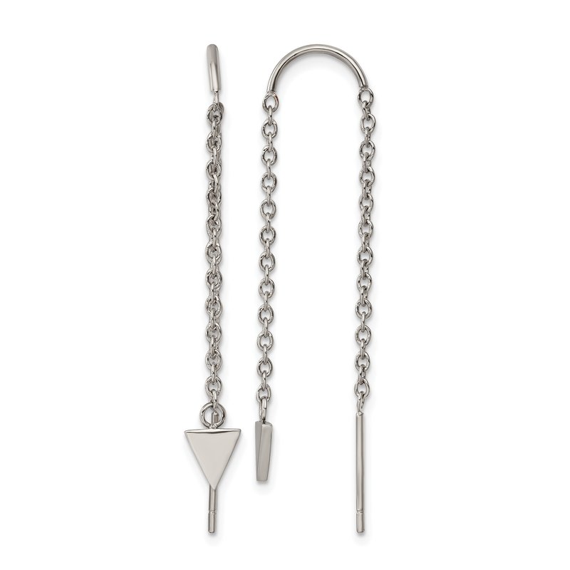 Stainless Steel Polished Triangle Dangle Threader Earrings