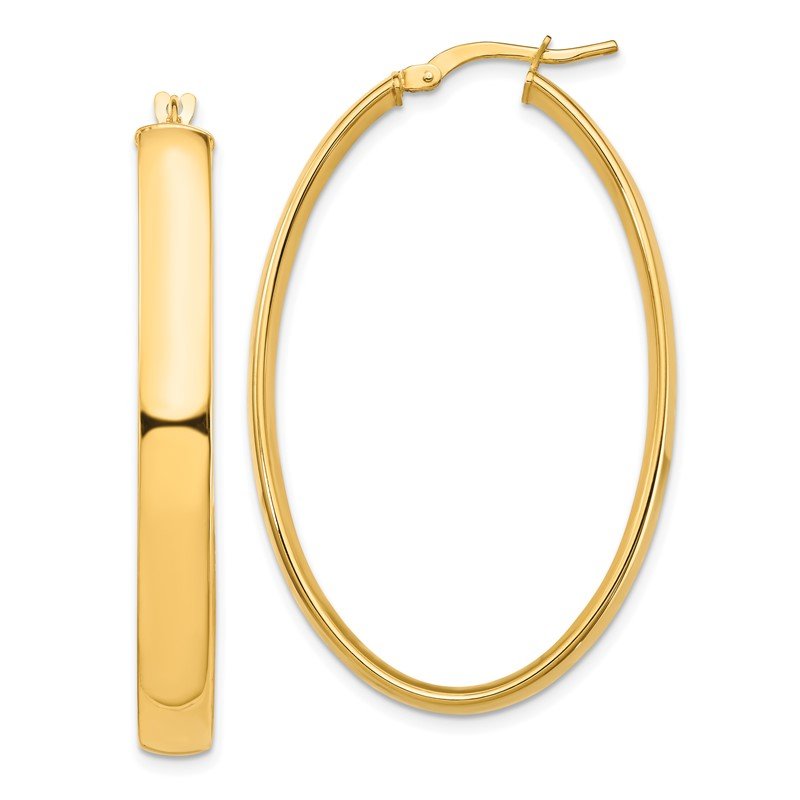14k High Polished 5mm Oval Hoop Earrings