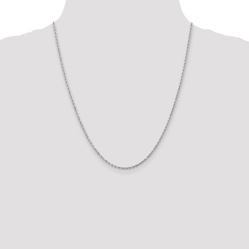 14K White Gold 2mm Diamond-Cut Rope Chain Anklet