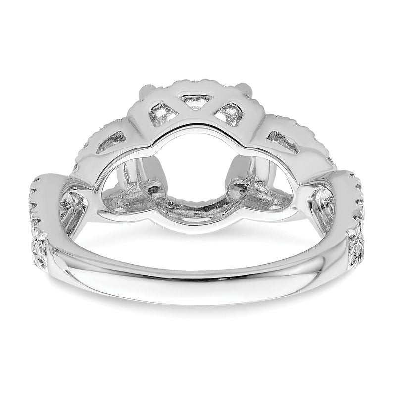 14K White Gold 3/4 carat Lab Grown Diamond VS/SI  D E F  Semi Mount Round Halo Engagement Ring