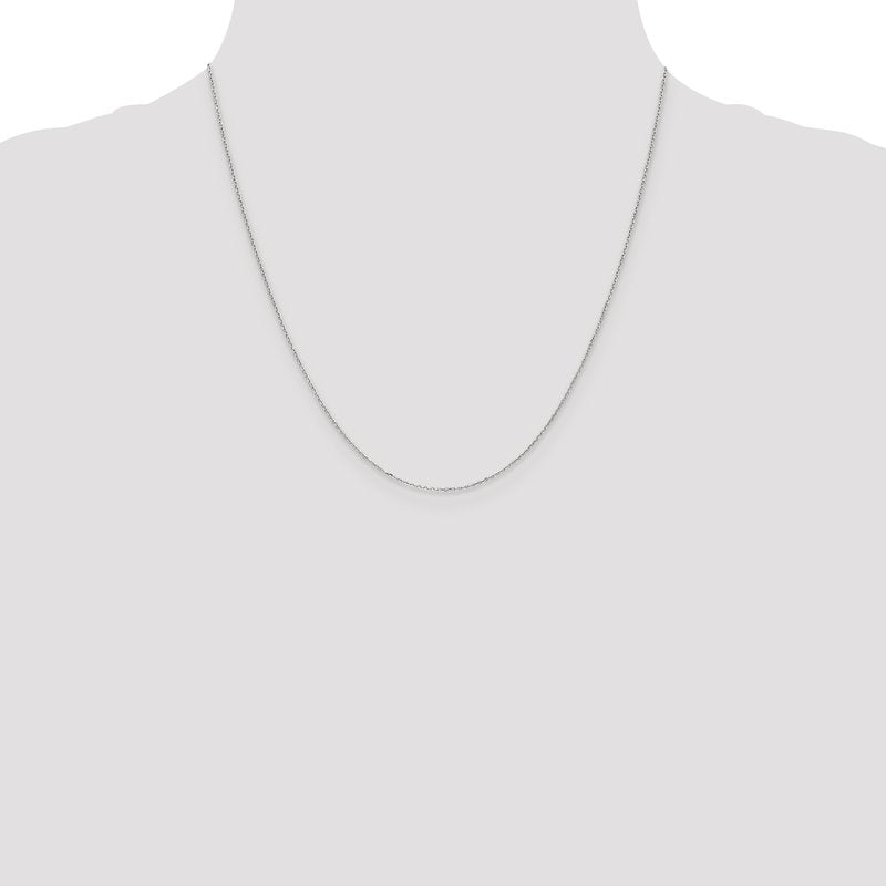 14K White Gold 14 inch .8mm Diamond-cut Cable with Spring Ring Clasp Chain