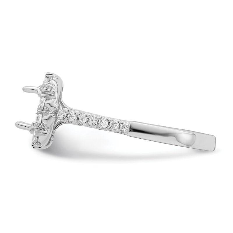 14K White Gold 1/2 carat Lab Grown Diamond VS+ F+ Semi-Mount Asscher Halo Engagement Ring