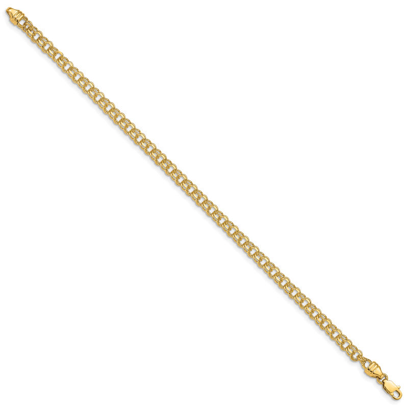 14k 3.75mm Diamond-cut Solid Heavy Double Link 7 inch Charm Bracelet