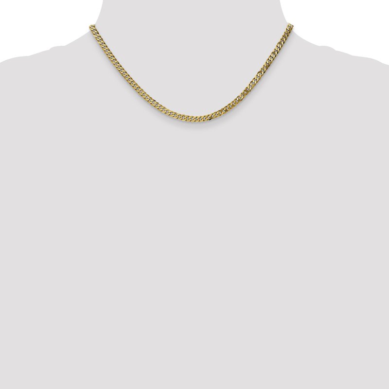 14K 26 inch 3.9mm Flat Beveled Curb with Lobster Clasp Chain