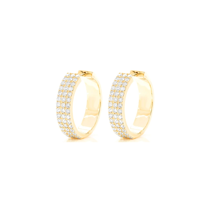 Extra Large Three Row Huggie Hoop Earrings 14K