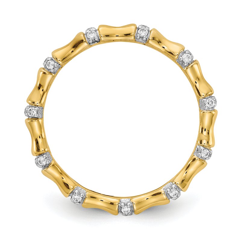 14k White Gold Diamond Fancy Bamboo Ring