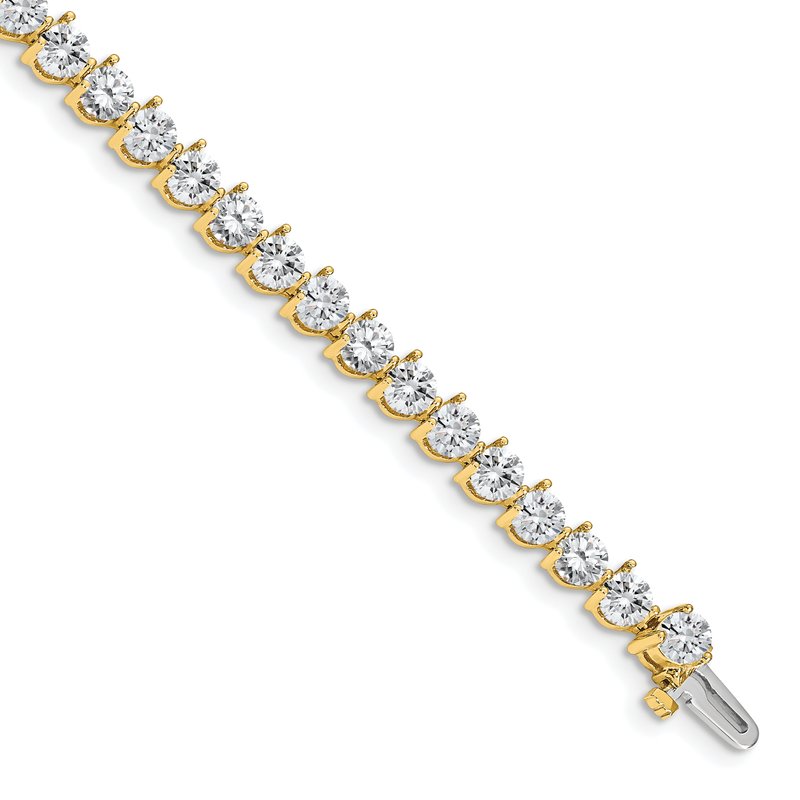 14k Complete 10.2 carat Round VS Diamond 3-prong 7 inch Tennis Bracelet