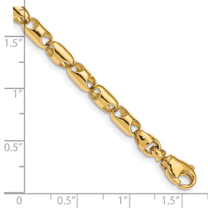 14K 18 inch 4.1mm Fancy Barrel Link with Fancy Lobster Clasp Chain