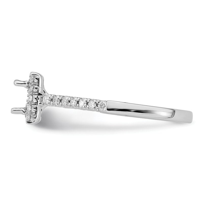 14K White Gold 1/3 carat Lab Grown Diamond VS+ F+ Semi-Mount Princess Halo Engagement Ring