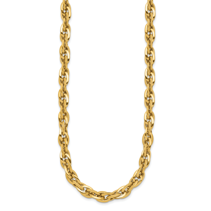 14K Polished 12mm Fancy Rope Link 17.5 inch Necklace