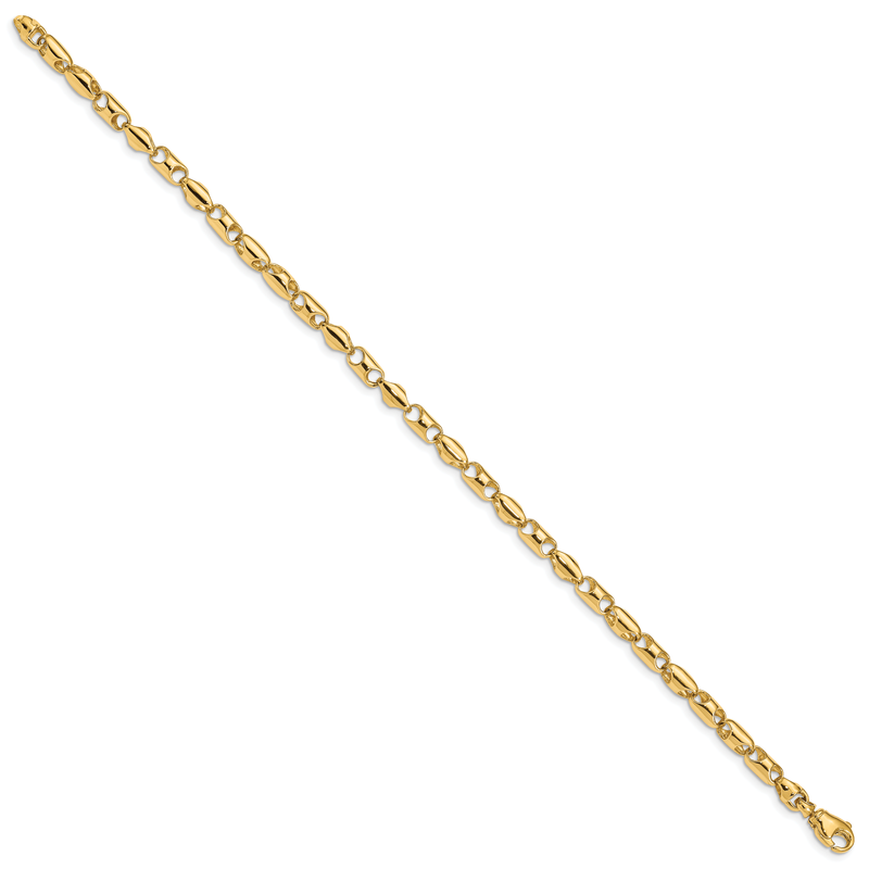 14K 18 inch 4.1mm Fancy Barrel Link with Fancy Lobster Clasp Chain