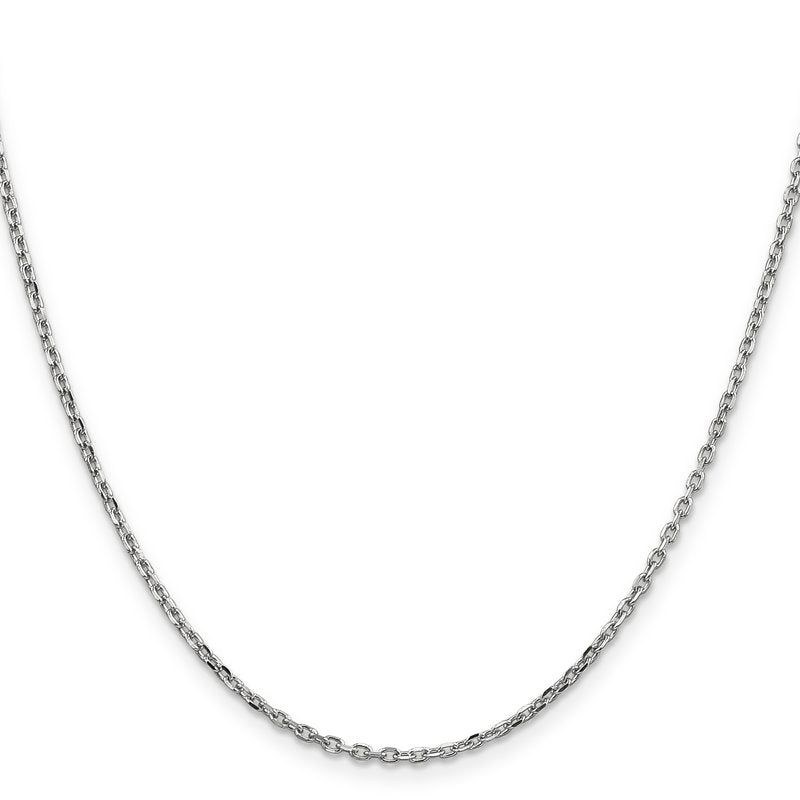 14K White Gold 26 inch 1.8mm Diamond-cut Round Open Link Cable with Lobster Clasp Chain