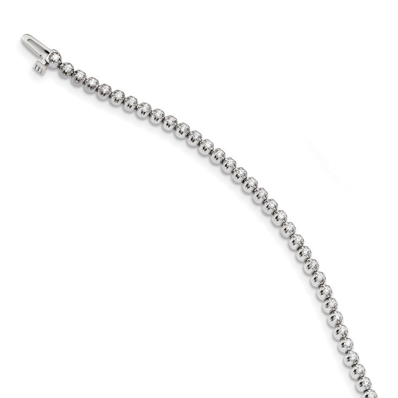 14k White Gold Complete 1 carat Round VS Diamond 4-prong 7 inch Tennis Bracelet