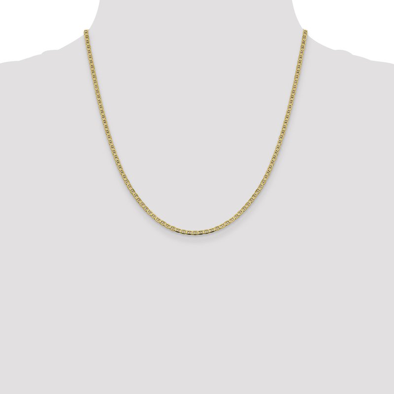 14K 10 inch 2.4mm Concave Anchor with Lobster Clasp Chain